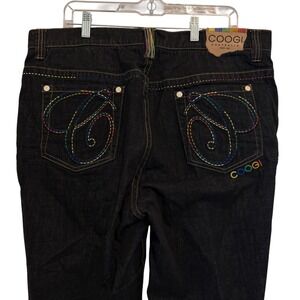 Coogi Jeans Mens Black Embroidered VTG Y2K Hip Hop Baggy Bootcut Sz 37x33 READ